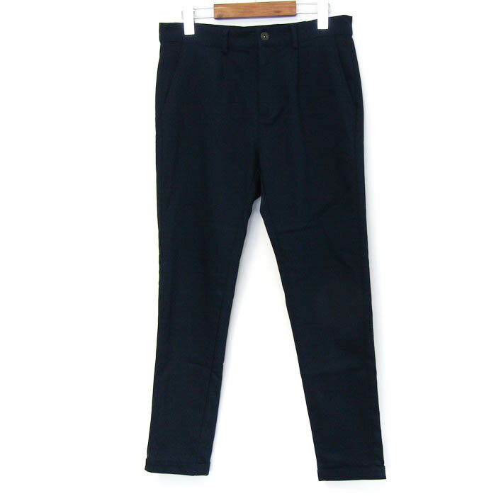 ザラ テーパードパンツ ストレッチ 大きいサイズ ボトムス レディース USA 30サイズ ネイビー ZARA 【中古】