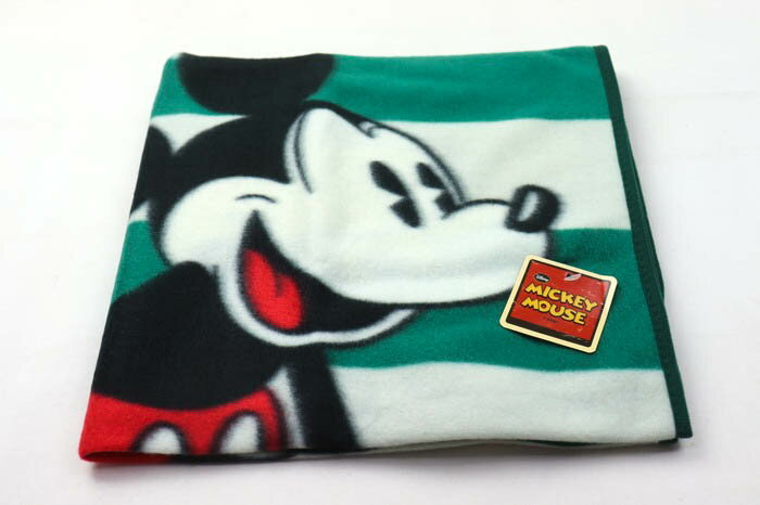 ディズニー ミッキー ボーダー柄 ブランケット 未使用 ひざ掛け 小物 レディース グリーン Disney 【中古】