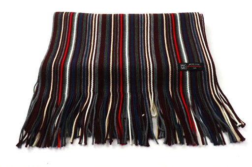 ミッシェルクラン マフラー ストライプ柄 ブランド 小物 メンズ ブラック×レッド×グレー MICHEL KLEIN 【中古】 ミッシェルクラン マフラー ストライプ柄 ブランド 小物 メンズ ブラック×レッド×グレー MICHEL KLEIN 【中古】