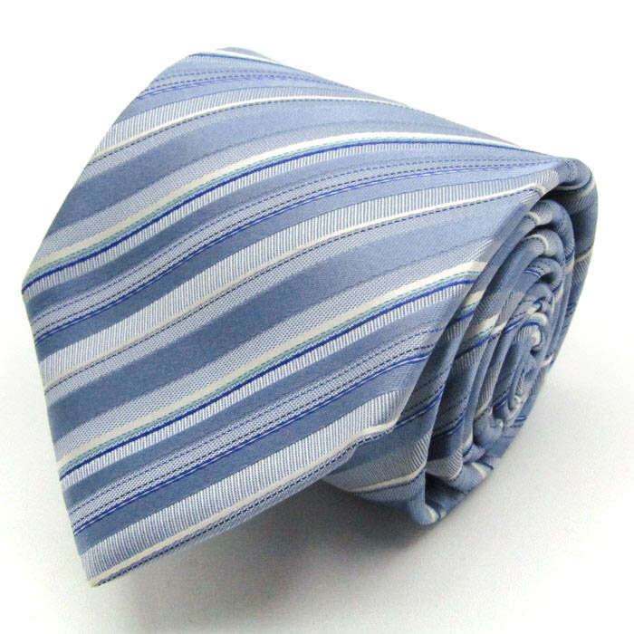 コムサメン ブランド ネクタイ ストライプ柄 シルク 日本製 PO メンズ ブルー COMME CA MEN 【中古】