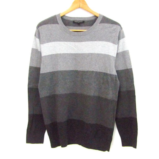 バナナリパブリック 長袖ニット ボーダー トップス メンズ Lサイズ グレー系 Banana Republic 【中古】 バナナリパブリック 長袖ニット ボーダー トップス メンズ Lサイズ グレー系 Banana Republic 【中古】