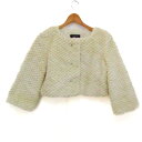 オリンカリ ノーカラーファージャケット クロップド丈 アウター レディース 38サイズ アイボリー OLLINKARI 【中古】