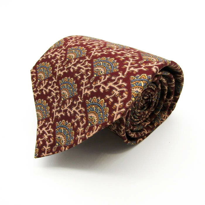 ジムトンプソン ブランド ネクタイ 総柄 小紋柄 PO メンズ ワインレッド JIM THOMPSON 【中古】