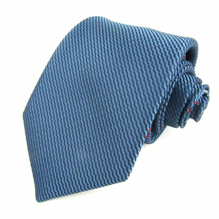 ブルーマウンテン ネクタイ ブランド パネル柄 ストライプ 日本製 メンズ ブルー Blue Mountain 【中古】