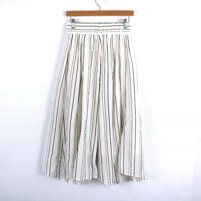 ロザースクラブ フレアスカート ストライプ柄 ボトムス レディース M-Lサイズ ホワイト系 Rosase Club ..