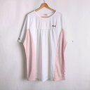 フィラ 半袖Tシャツ トップス バイカラー スポーツウエア 大きいサイズ レディース 10Lサイズ 白×ピンク FILA 【中古】(4)
