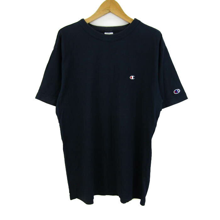 チャンピオン 半袖Tシャツ トップス ロゴT コットン スポーツウエア 大きいサイズ メンズ XLサイズ ネイビー Champion 【中古】