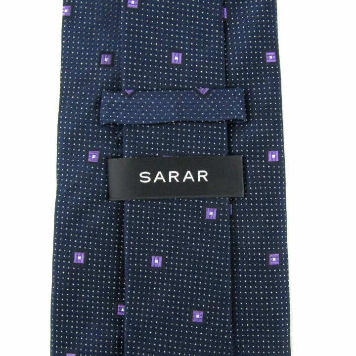 サラ ネクタイ ブランド スクエアドット柄 シルク イタリア製 メンズ ネイビー SARAR 【中古】