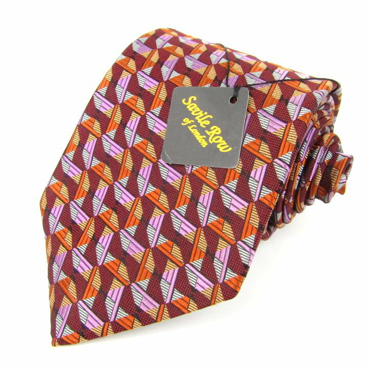 サヴィル・ロウ ネクタイ ブランド 総柄 シルク Deluxe Tailoring 日本製 未使用品 メンズ レッド Savile Row 【中古】