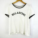 ビラボン 半袖Tシャツ サーフ スポーツウエア 大きいサイズ トップス レディース XLサイズ クリーム×ブラウン系 BILLABONG 【中古】