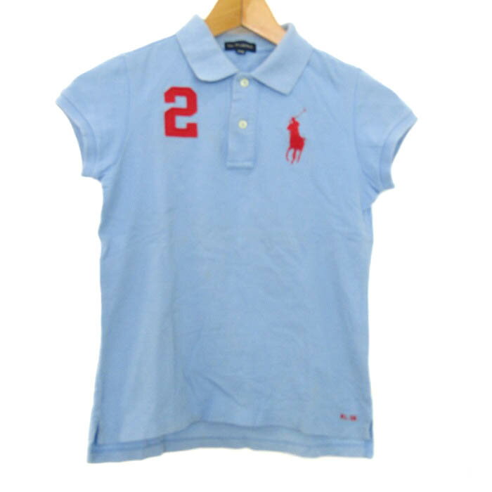 ラルフローレン ポロシャツ 半袖 ビックポニー トップス キッズ 女の子用 150サイズ ブルー系×レッド系 RALPH LAUREN 【中古】