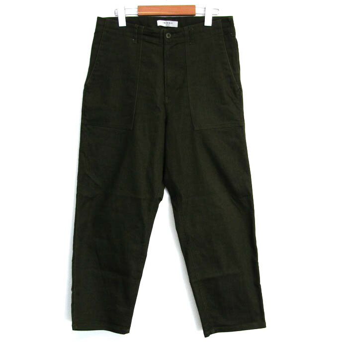 インヘリット ワークパンツ アンクル丈 ストレッチ ボトムス メンズ Mサイズ グリーン系 INHERIT 【中古】