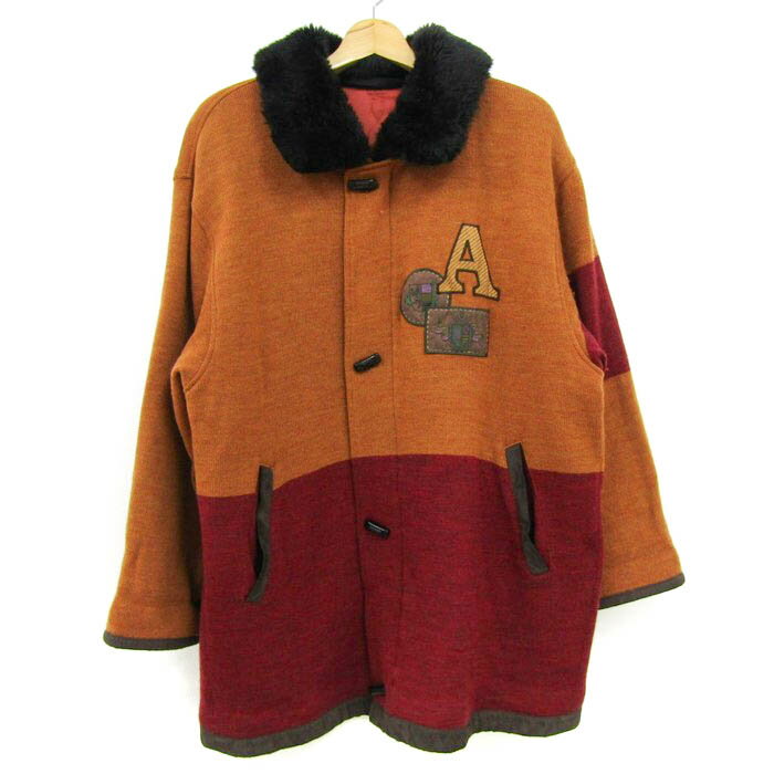 【全品39％OFFクーポン配布中】アラミス ウールコート 中綿 アウター メンズ Mサイズ カーキ系×レッド系 ARAMIS 【中古】