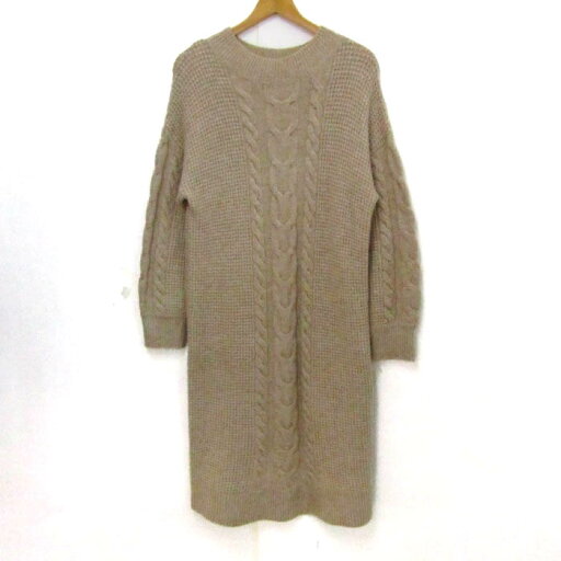 ドレスキップ ニットワンピース 長袖 モックネック トップス レディース Mサイズ ベージュ系 DRESKIP 【中古】 ドレスキップ ニットワンピース 長袖 モックネック トップス レディース Mサイズ ベージュ系 DRESKIP 【中古】