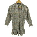 ザラ シャツワンピース チェック柄 トップス レディース USA XSサイズ ネイビー×オレンジ系 ZARA 【中古】(4)