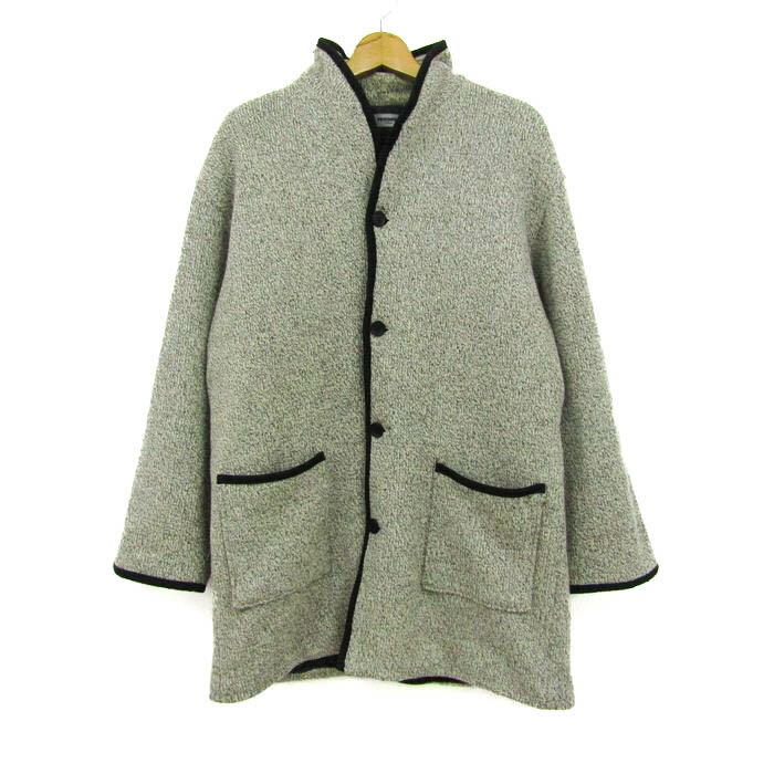 レノマ ニットブルゾン ジャケット ウール混 アウター 日本製 メンズ Mサイズ ホワイト×グレー renoma 【中古】