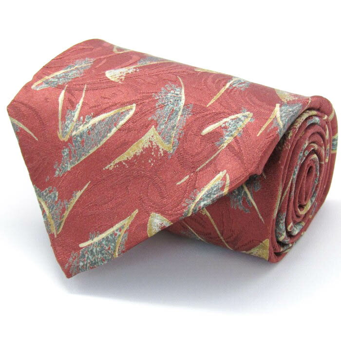 キミジマ ブランド ネクタイ 総柄 パネル柄 シルク 日本製 PO メンズ ブラウン KIMIJIMA PARIS TOKYO 【中古】