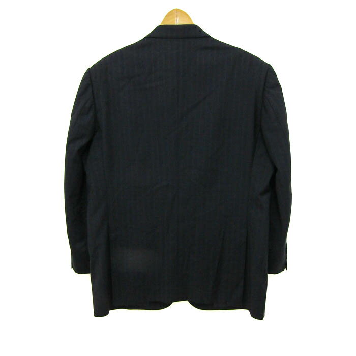 エルメネジルドゼニア テーラードジャケット アウター イタリア生地 ストライプ柄 メンズ フリーサイズ ブラック Ermenegildo Zegna 【中古】