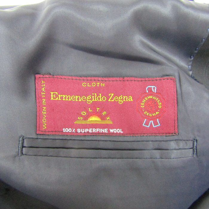 エルメネジルドゼニア テーラードジャケット アウター イタリア生地 ストライプ柄 メンズ フリーサイズ ブラック Ermenegildo Zegna 【中古】