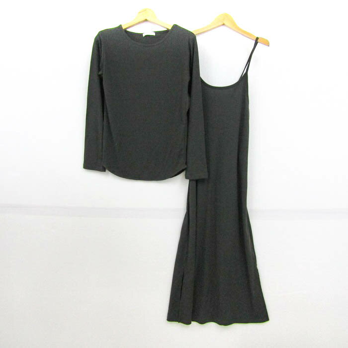 ショコラフィネローブ セットアップ 上下セット カットソー ワンピース レディース フリーサイズ グレー系 chocol raffine robe 【中古】