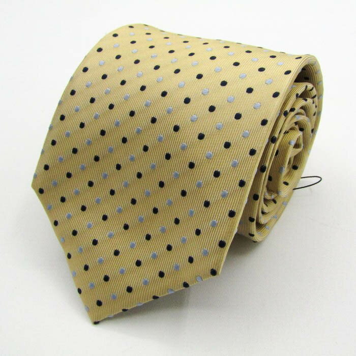 ジュンキーノ ブランド ネクタイ 総柄 ドット シルク 未使用タグ付 PO メンズ イエロー JUNCHINO 【中古】