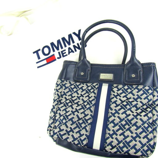 トミージーンズ トートバッグ 2点セット トミーヒルフィガー ブランド 鞄 レディース ネイビー オフホワイト TOMMY JEANS 【中古】 トミージーンズ トートバッグ 2点セット トミーヒルフィガー ブランド 鞄 レディース ネイビー オフホワイト TOMMY JEANS 【中古】