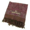ヴァレンティノ・ガラヴァーニ ひざ掛け ストール ロゴ刺繍 ブランド レディース ブラウン Valentino Garavani 【中古】(4)