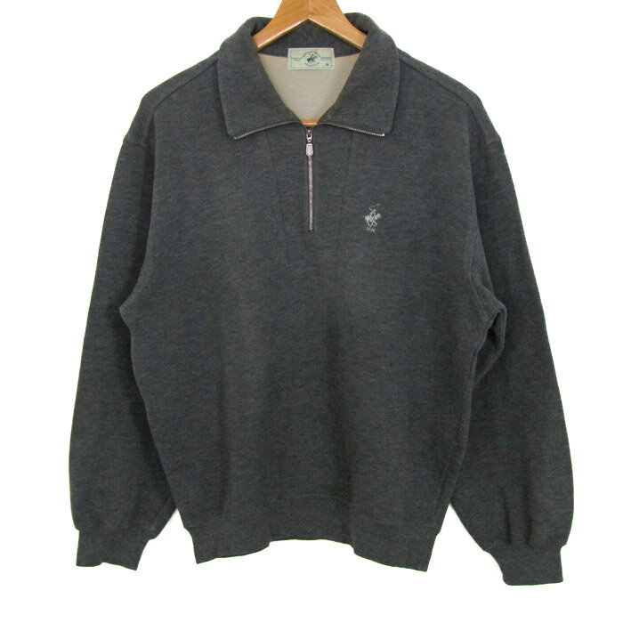 ビバリーヒルズポロクラブ スウェット トレーナー トップス ハーフジップ メンズ Mサイズ グレー BEVERLY HILLS POLO CLUB 【中古】
