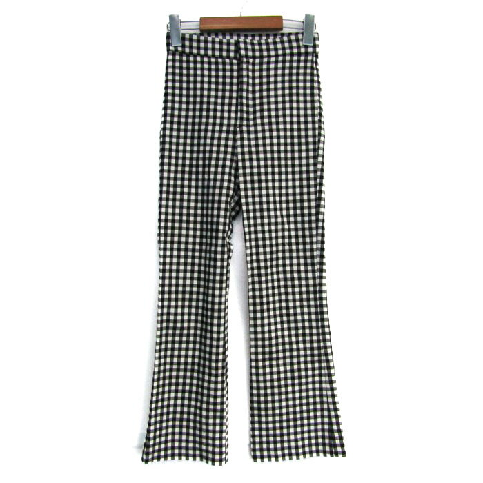 ザラ ロングパンツ ストレッチ ボトムス 黒 白 レディース XSサイズ ホワイト系×ブラック ZARA 【中古】