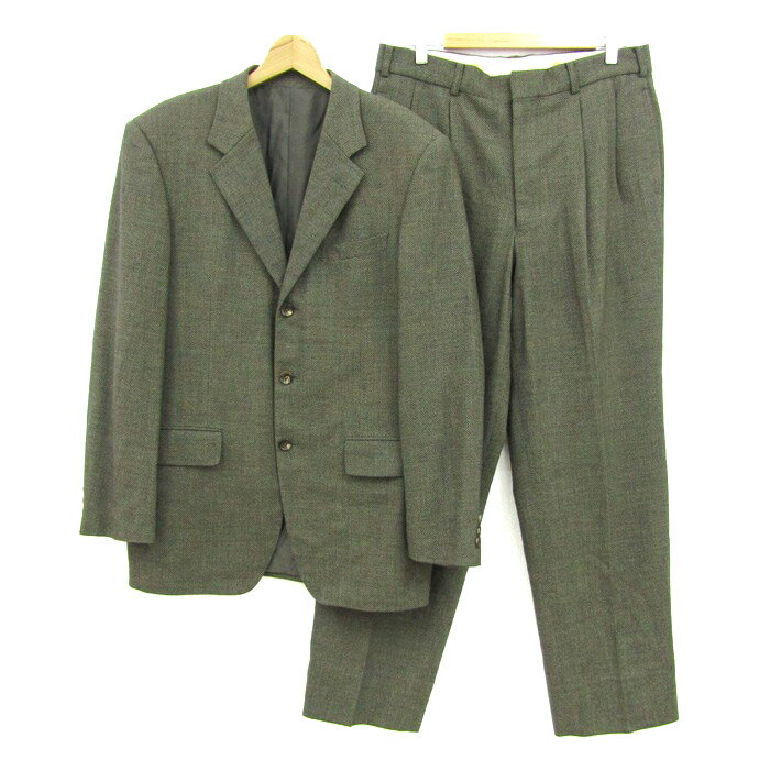 メンズビギ スーツ セットアップ 上下セット ジャケット パンツ メンズ Lサイズ ブラック×ブラウン系 Distinction MEN'S BIGI 【中古】