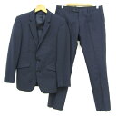 スーツセレクト スーツ セットアップ 上下セット ジャケット パンツ ストライプ柄 メンズ A4サイズ ネイビー系 SUIT SELECT 【中古】