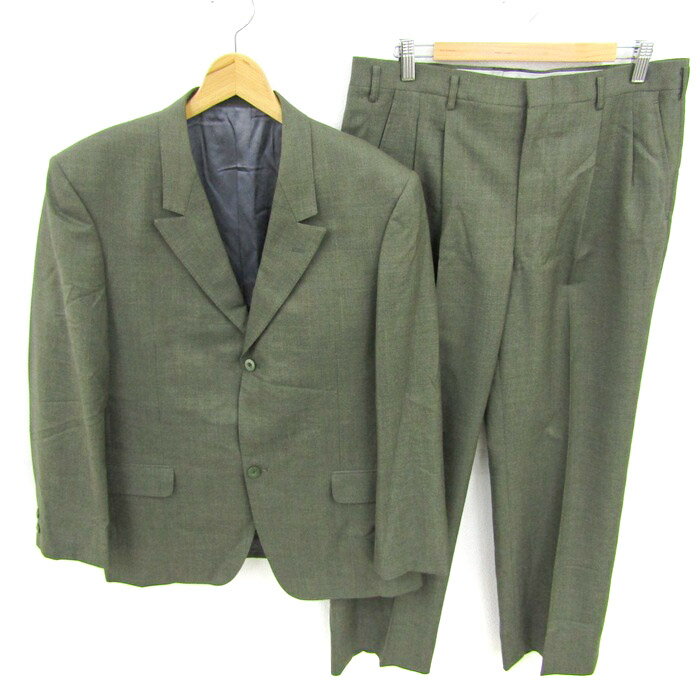 ディルロイド INTELLIGENCE スーツ セットアップ 上下セット ジャケット パンツ ウール 記名有 メンズ Lサイズ グリーン系 Dilroyd 【中古】