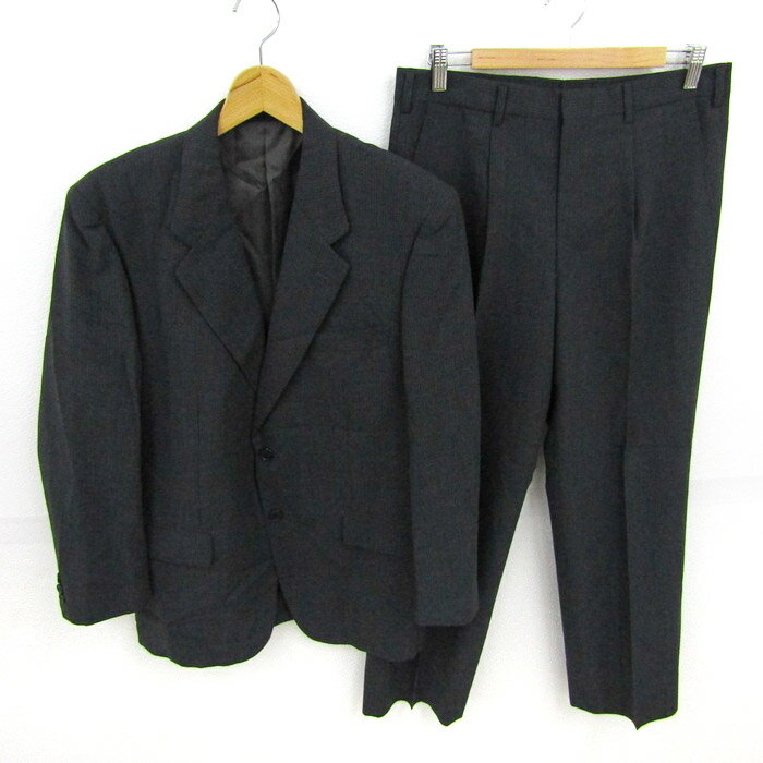 ポテンザ スーツ セットアップ 上下セット ジャケット パンツ ストライプ柄 メンズ 94A6サイズ グレー系 Portanza EXCELLENT ZONE 【中古】