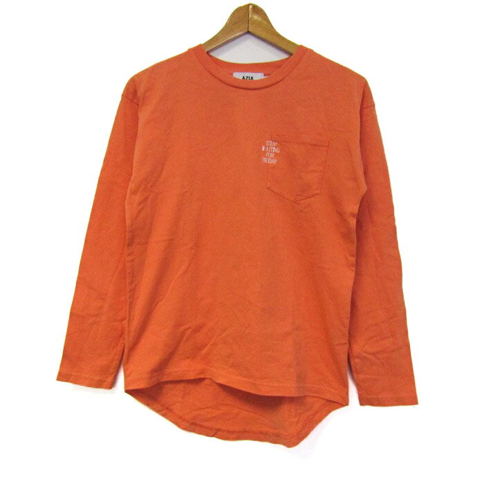 【全品39％OFFクーポン配布中】アズールバイマウジー 長袖Tシャツ トップス ロンT 胸ポケット メンズ Sサイズ オレンジ AZUL by moussy 【中古】