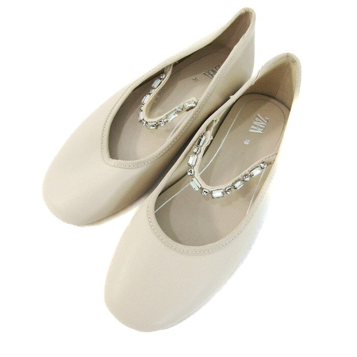 【全品39％OFFクーポン配布中】ザラ バレエシューズ ビジュー ベルト フラットシューズ パンプス 靴 キ..