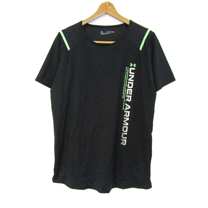アンダーアーマー 半袖Tシャツ トップス ストレッチ 大きいサイズ メンズ XXLサイズ 黒×白 UNDER ARMOUR 【中古】