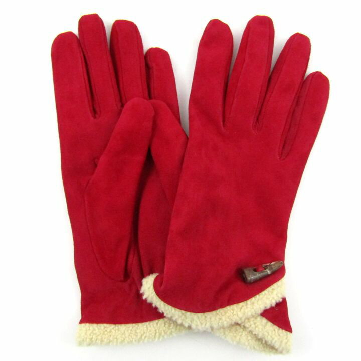 ピウメッリ 手袋 グローブ ボア ブランド レディース レッド PIUMELLI 【中古】