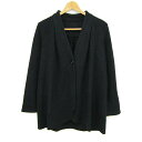 ミッシェルクラン ノーカラージャケット ショートコート アウター ベルトなし レディース 38サイズ ブラック MICHEL KLEIN 【中古】