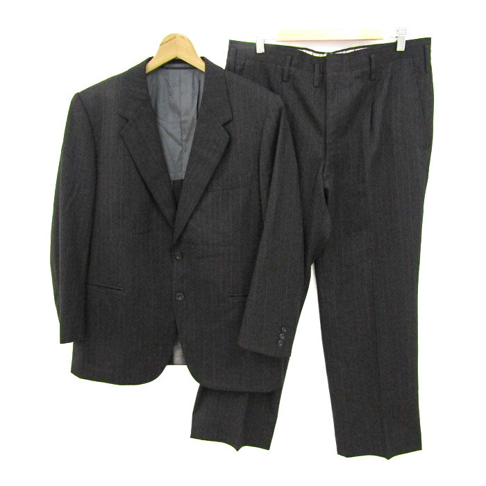 タカシマヤ スーツ セットアップ ウール100% ジャケット パンツ 上下セット 記名有 メンズ Fサイズ グレー系 Takashimaya 高島屋 【中古】