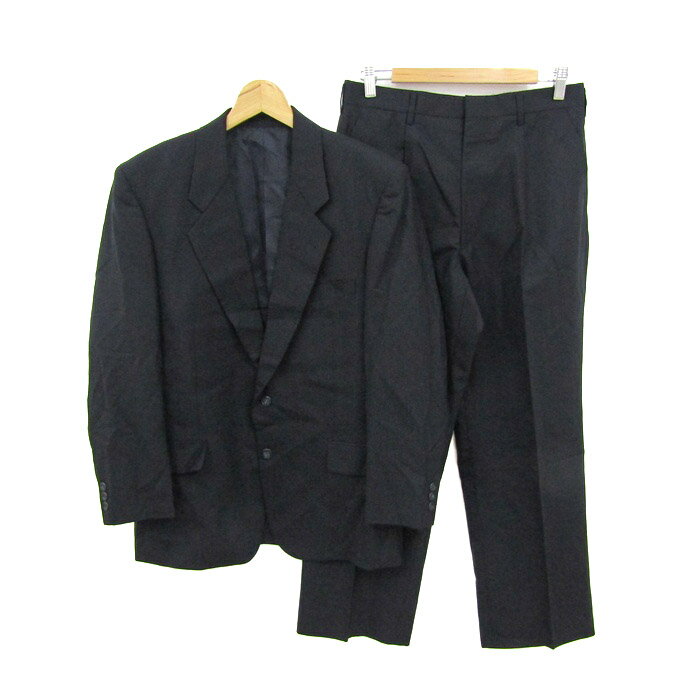 ロンクーパー スーツ セットアップ ウール混 ジャケット パンツ 上下セット 記名有 メンズ A5サイズ ネイビー Loncooper 【中古】