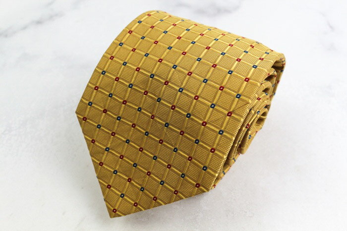 ブリオーニ ブランド ネクタイ シルク 格子柄 小紋柄 ハンドメイド PO メンズ イエロー Brioni 【中古】
