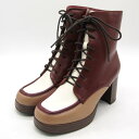 アクシーズファム 配色レースアップブーツ 靴 HN623X17 シューズ レディース Lサイズ ブラウン axes femme 【中古】(4)