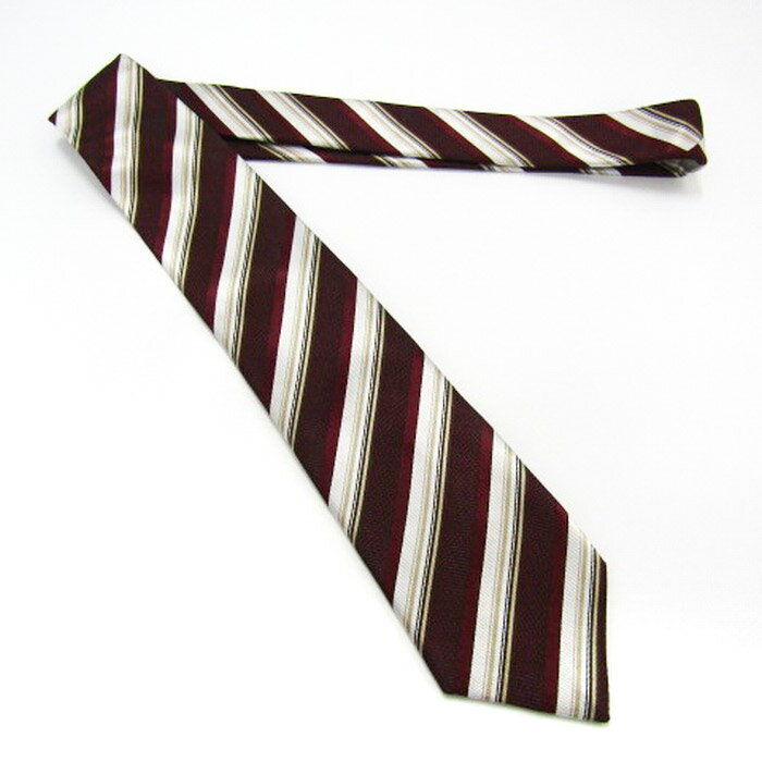 シンプルフレーズクラバット ブランド ネクタイ シルク ストライプ柄 PO メンズ レッド SIMPLE PHRASE CRAVAT 【中古】