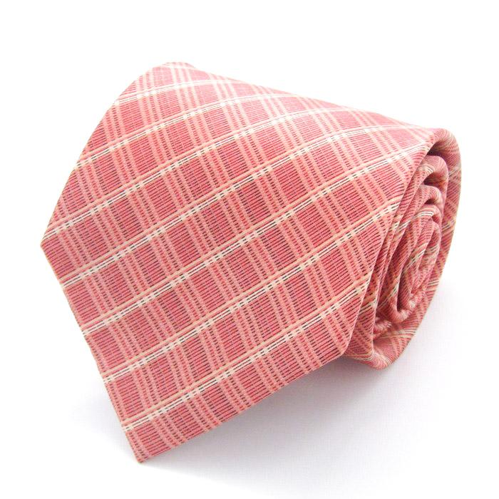 クラブラメール ブランド ネクタイ チェック柄 格子柄 シルク PO メンズ ピンク CLUB LAMER 【中古】