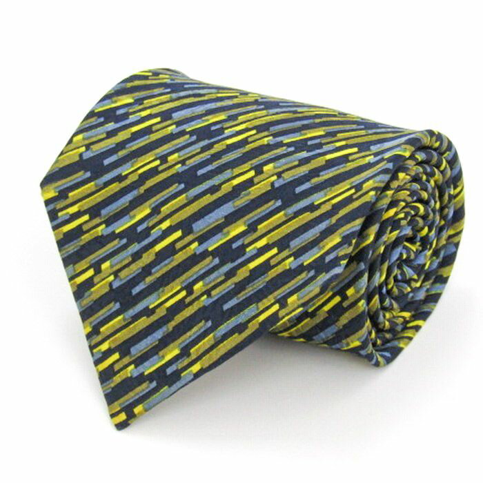 ロイスファイブ ブランド ネクタイ ストライプ柄 パネル柄 シルク PO メンズ ネイビー TIE 【中古】