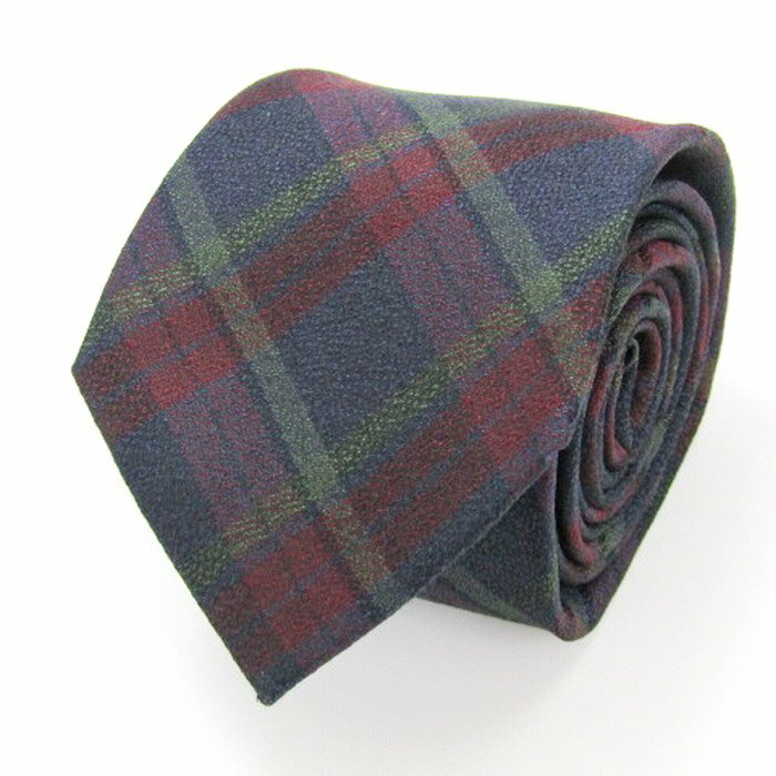 クリスチャン オラーニ ブランド ネクタイ チェック柄 格子柄 シルク PO メンズ ネイビー CHRISTIAN ORANI 【中古】