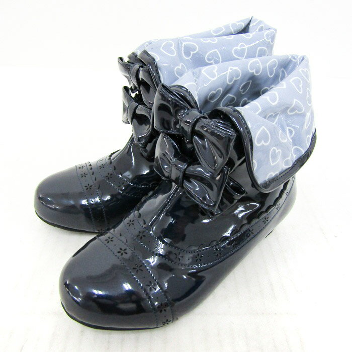 【全品39％OFFクーポン配布中】アクシーズファム レインシューズ レインブーツ ブランド 長靴 黒 キッズ 女の子用 Lサイズ ブラック axes femme 【中古】(4)