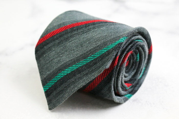 エルメネジルドゼニア ブランド ネクタイ シルク ストライプ柄 PO メンズ グレー Ermenegildo Zegna 【中古】