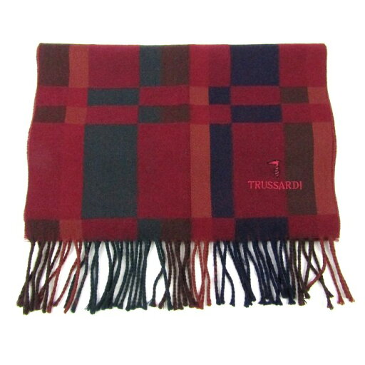 トラサルディ マフラー 総柄 ロゴ ブランド 小物 レディース レッド TRUSSARDI 【中古】 トラサルディ マフラー 総柄 ロゴ ブランド 小物 レディース レッド TRUSSARDI 【中古】