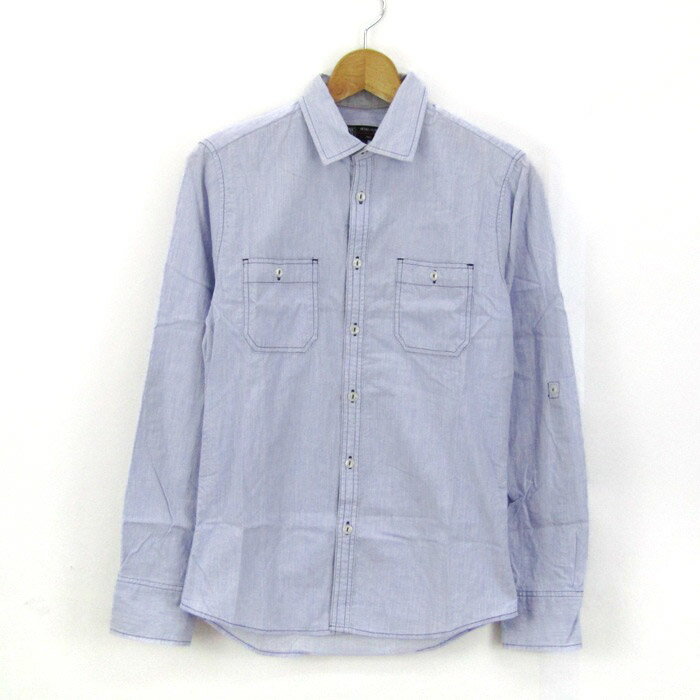 【楽天スーパーSALE 50%OFF 9月4日20:00〜9月11日01:59まで】ミシェルクランオム 長袖シャツ トップス 胸ポケット コットン メンズ 46サイズ パープル MICHEL KLEIN HOMME 【中古】